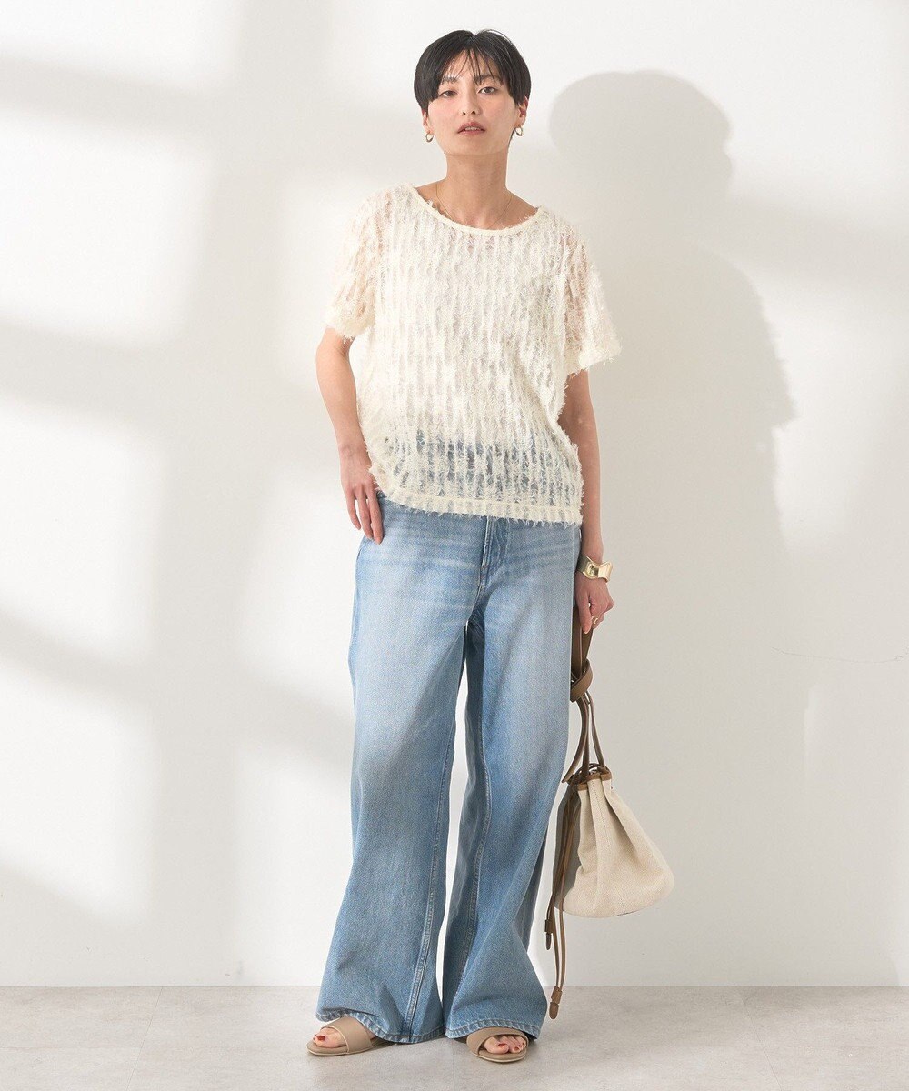 AMERICAN HOLIC チュールフリンジシアーＴシャツ 