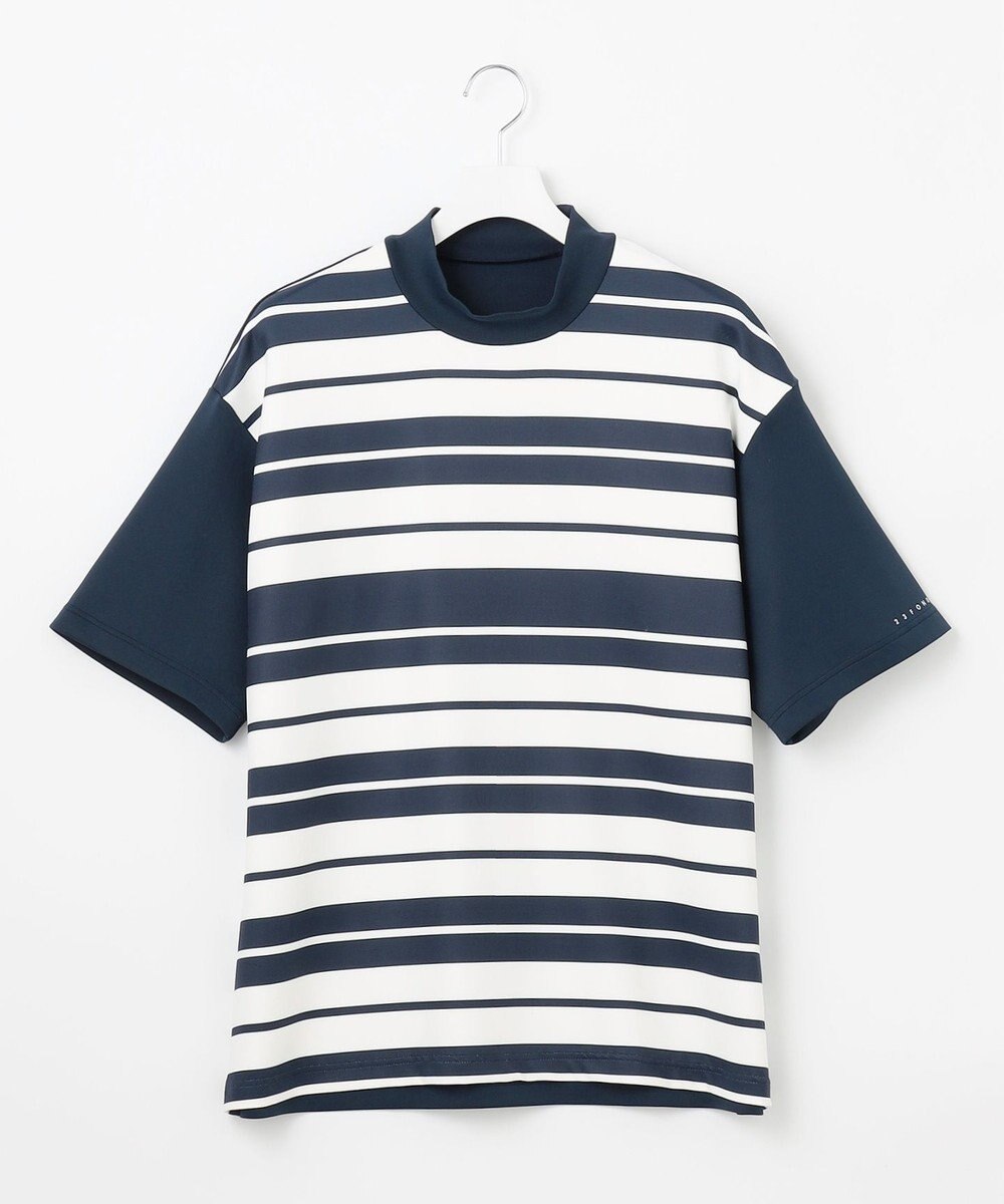 23区GOLF 【23Fondation】【吸水速乾/UVケア】ボーダー モックネック 