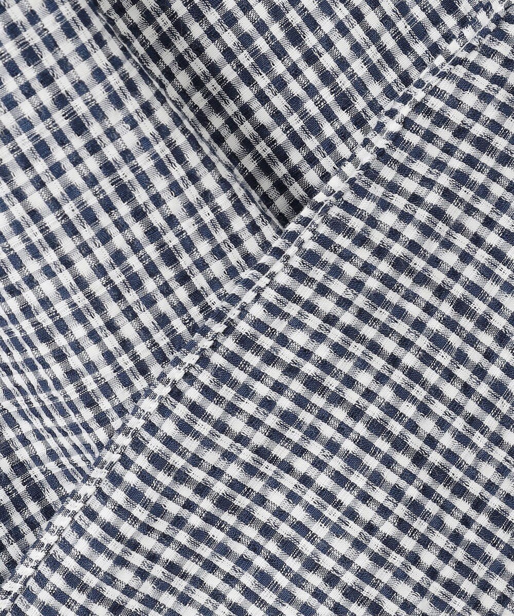 J.PRESS MEN 真夏を乗り切る爽快感と機能性【吸水速乾 / 接触冷感 / 高通気性 / ウォッシャブル】サッカーチェック シャツ / バンドカラー 