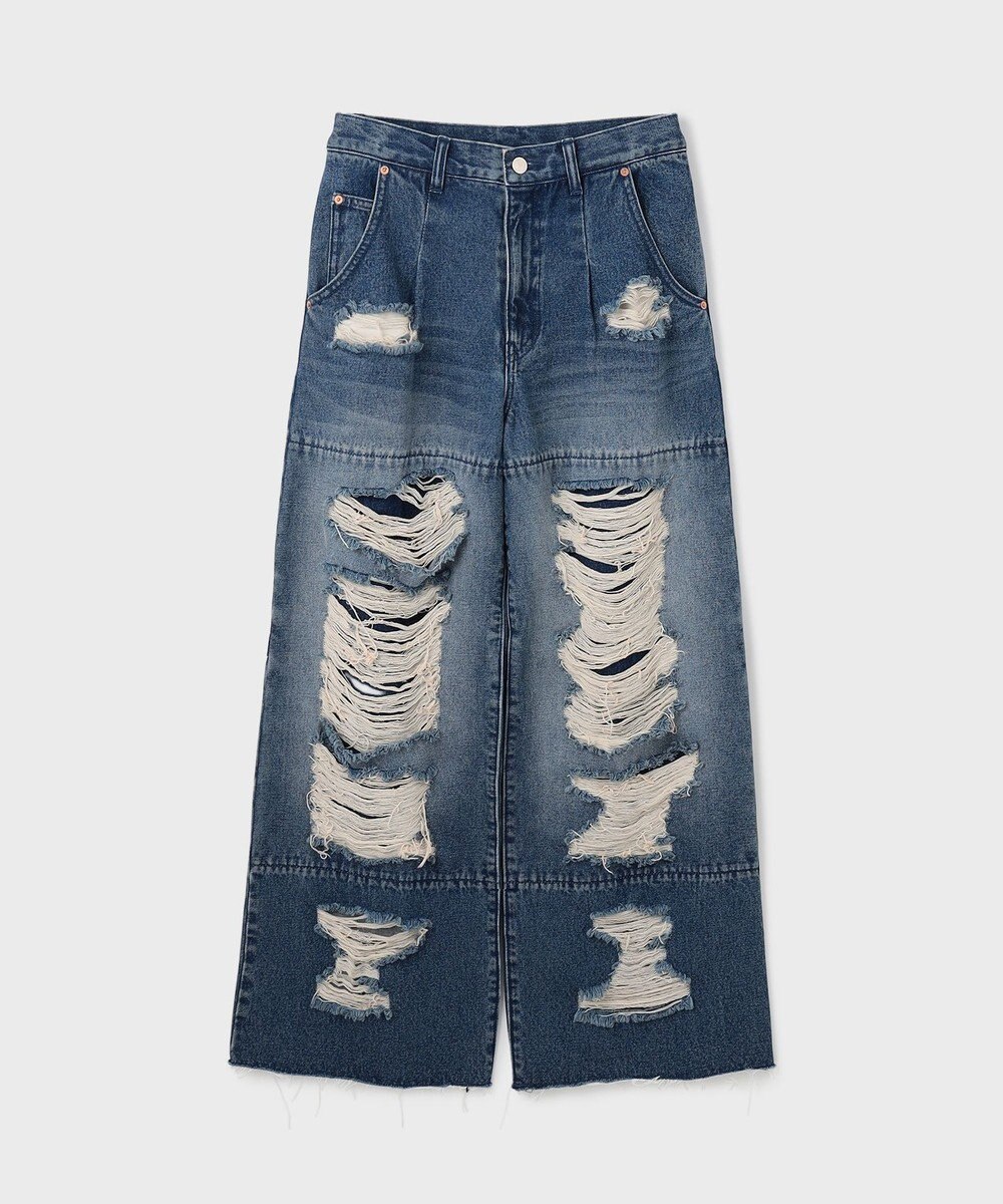 GRACE CONTINENTAL ハードクラッシュデニムパンツ 