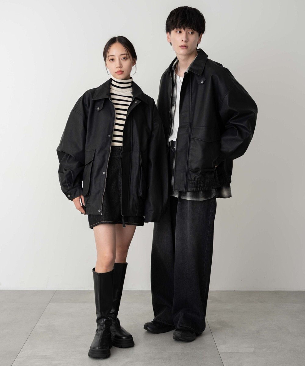 WEGO 【ユニセックス着用ITEM】エコレザー2WAYフライトジャケット 