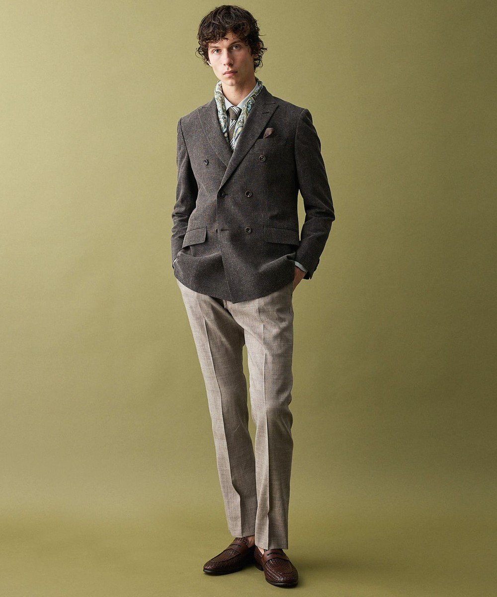 JOSEPH ABBOUD 【イタリア生地・日本製・麻×シルク】レジメンタル ネクタイ 