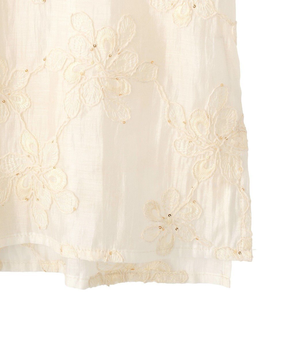 YECCA VECCA フリルVネック刺繍シアーシャツ 