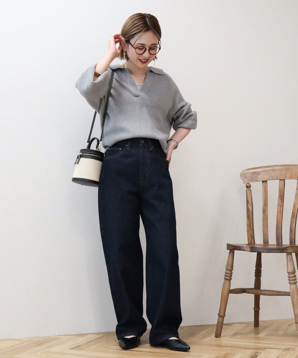 AMERICAN HOLIC バイパチ片畦衿付きニットプルオーバー 