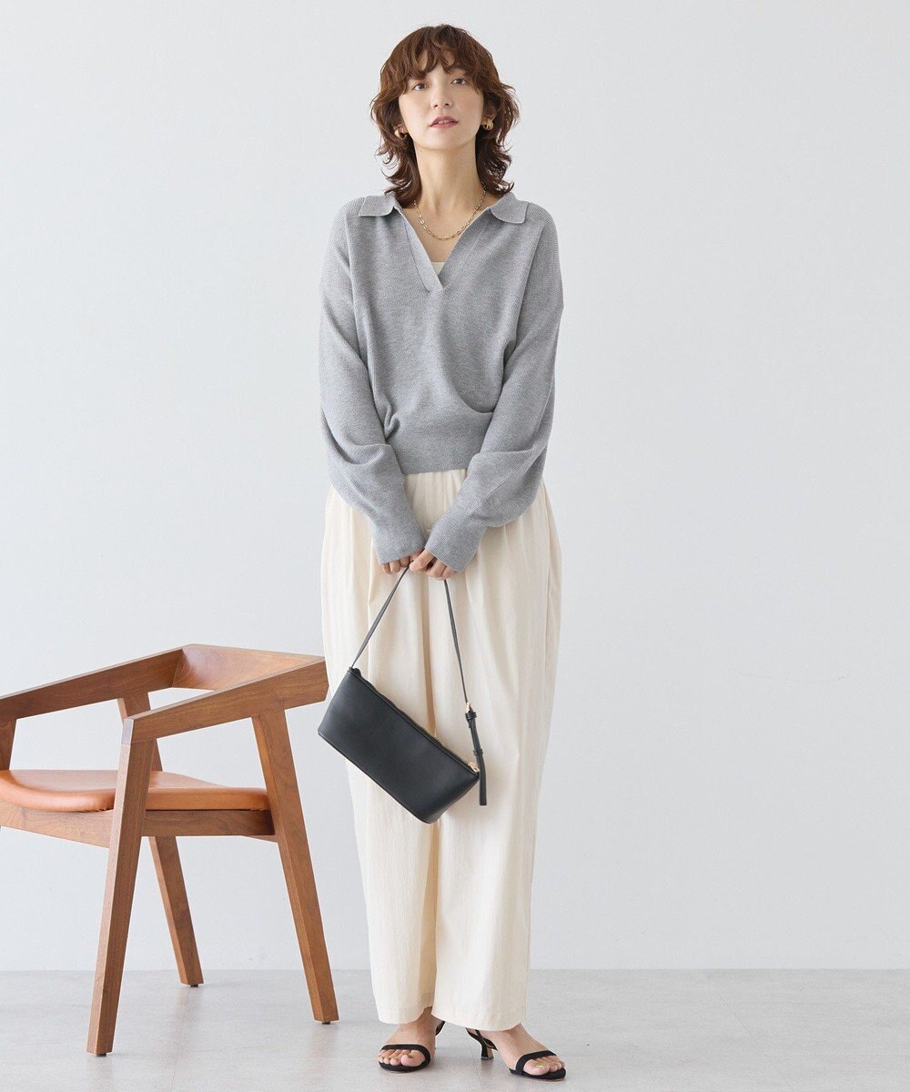 AMERICAN HOLIC バイパチ片畦衿付きニットプルオーバー 