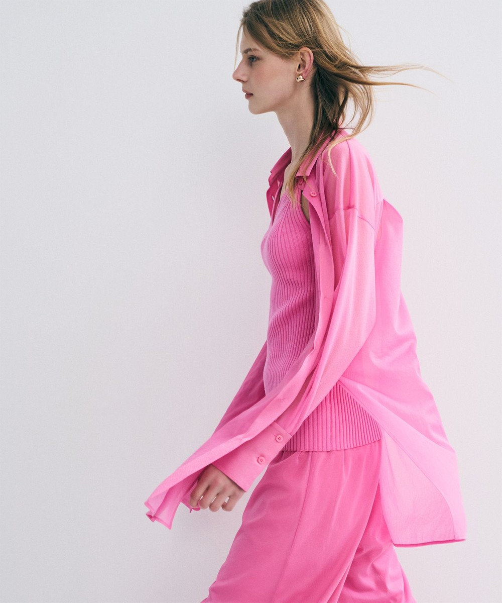 uncrave トリコットシフォン ロングシャツ 