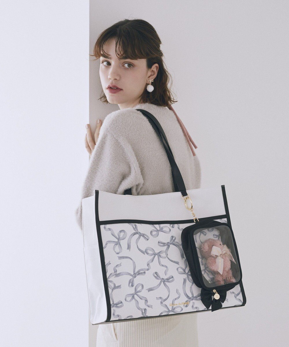 Maison de FLEUR リボンプリントクリアポーチ 