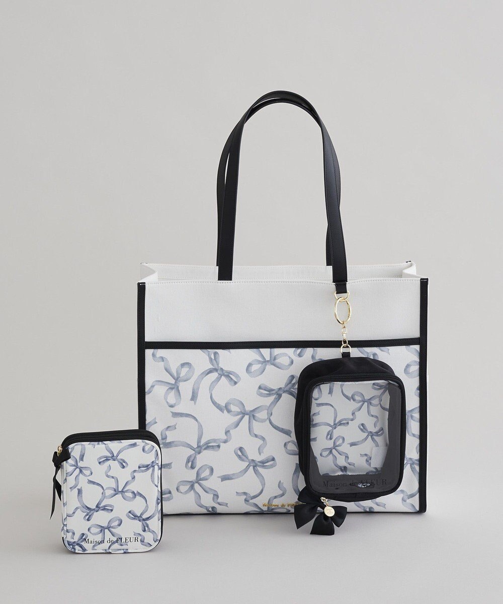 Maison de FLEUR リボンプリントクリアポーチ 