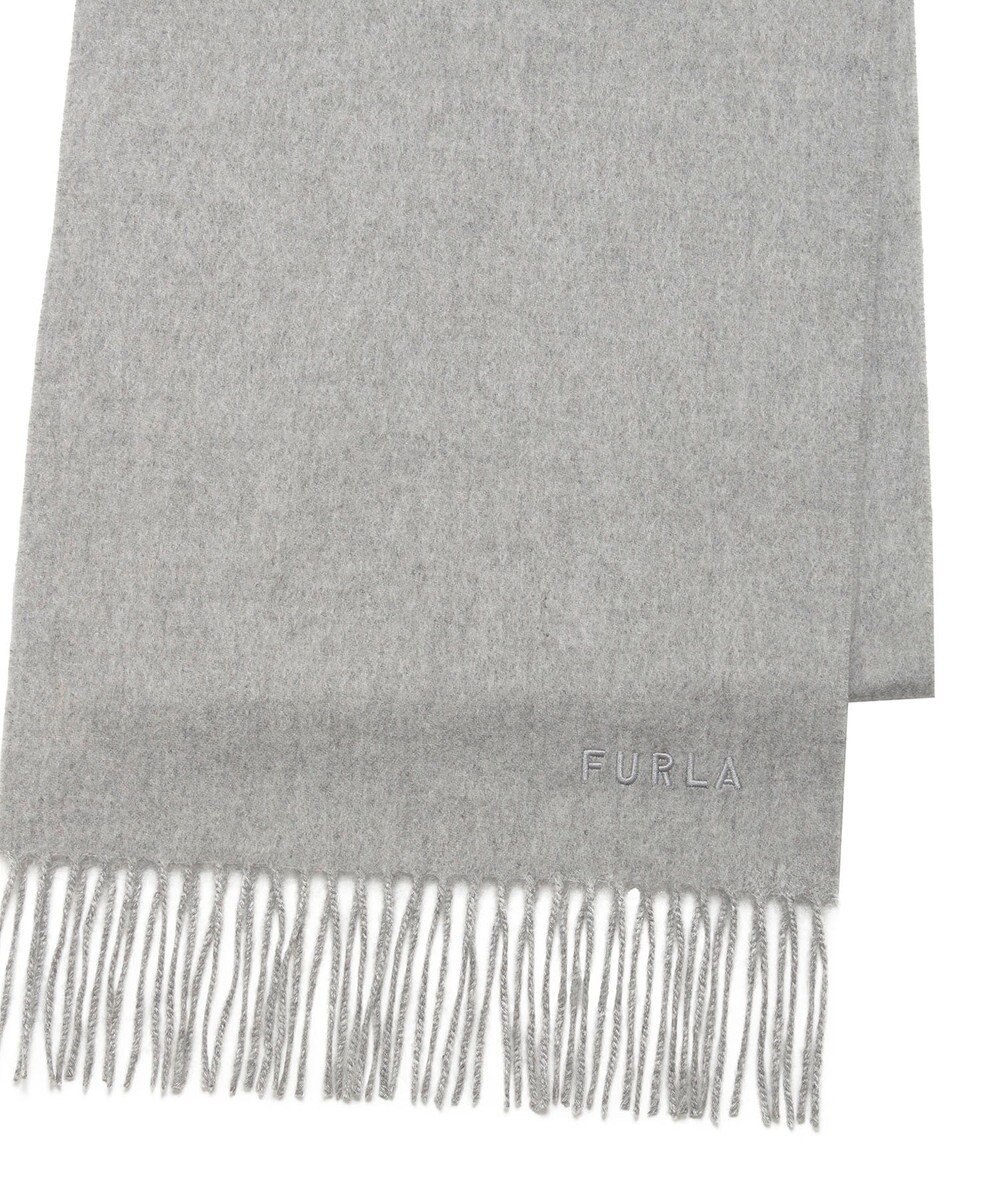 MOONBAT FURLA(フルラ）カシミヤ100％ 無地 マフラー ロゴ刺繍 手洗いOK 