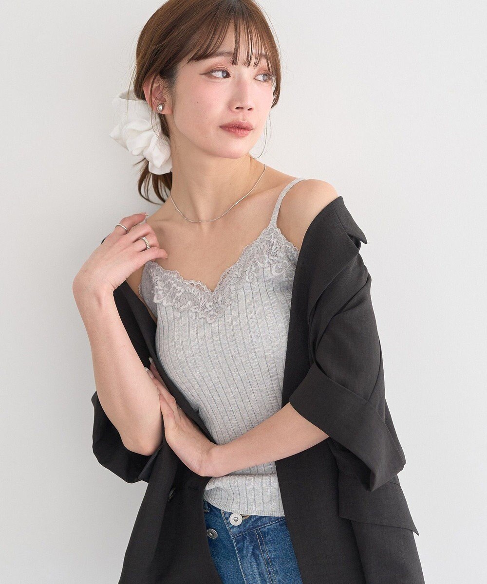 earth music&ecology レースリブキャミソール 