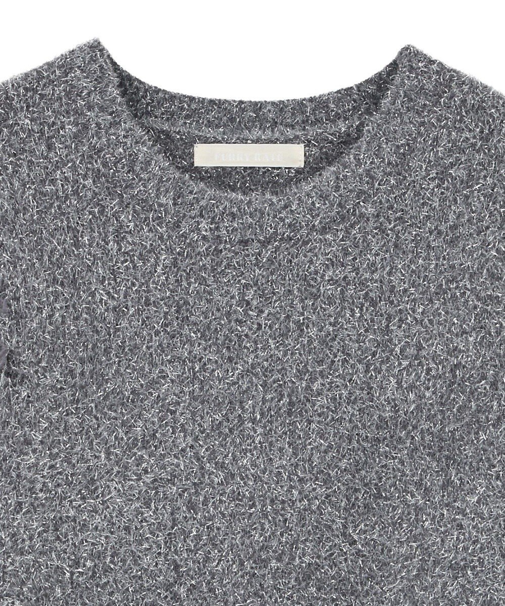 Green Parks ・ｆｕｒｒｙ　ｒａｔｅ　ラメフェザー袖フリンジニット 