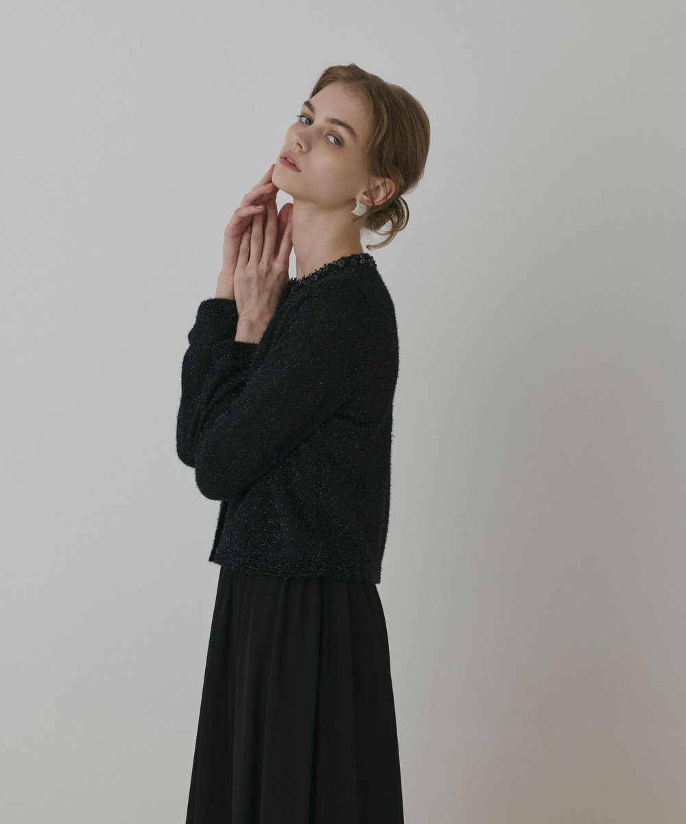 GRACE CONTINENTAL ラメフェザ－ニットカーディガン 