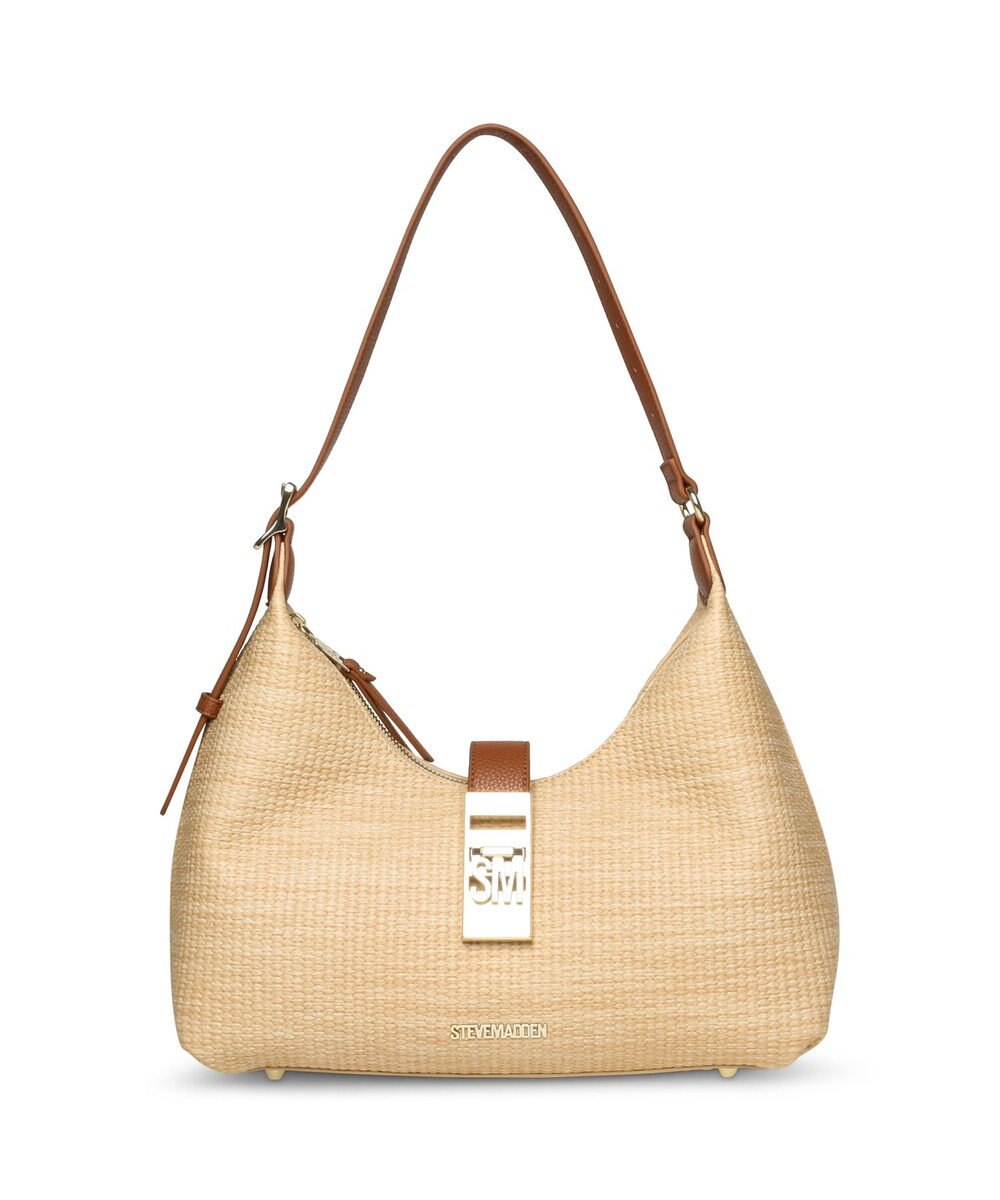 STEVE MADDEN BOVIE-S メタルアクセントラフィア調ショルダーバッグ 