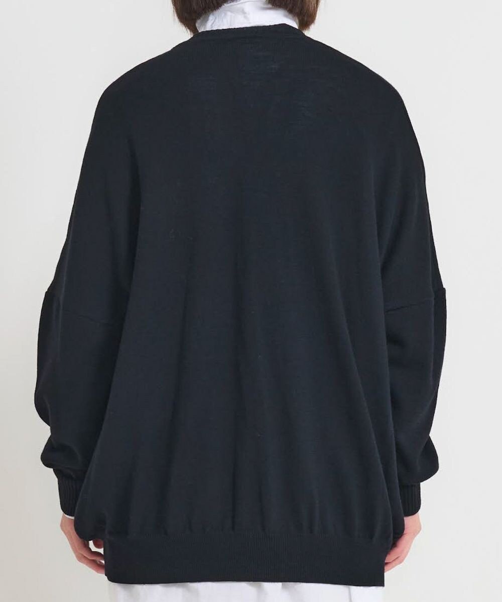 muuc 〈洗える極上メリノウール〉Vネックオーバーサイズカーディガン〈ゆったり体型カバー〉〈アンサンブル可能〉〈透かし編み〉 