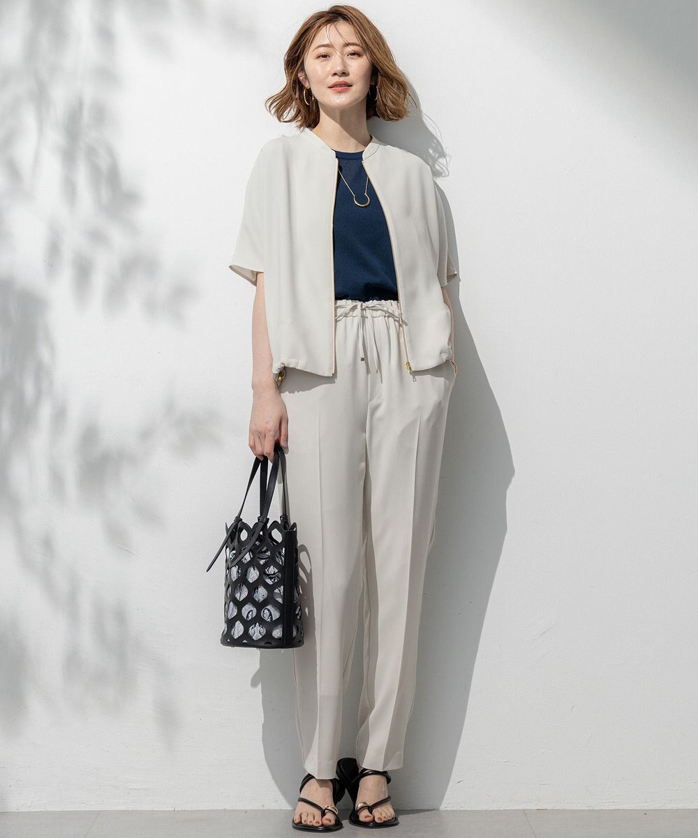 23区 【一部店舗限定/吸水速乾/UVカット/接触冷感】ストレッチジョーゼット フレンチスリーブ ブルゾン 