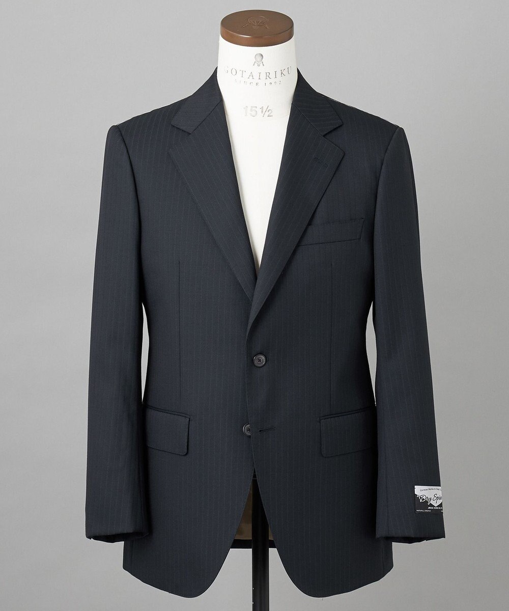 GOTAIRIKU シワになりにくい【御幸毛織/みゆきけおり】DRY SPINNER(ドライスピナー)スーツ（ダークグリーンストライプ） 