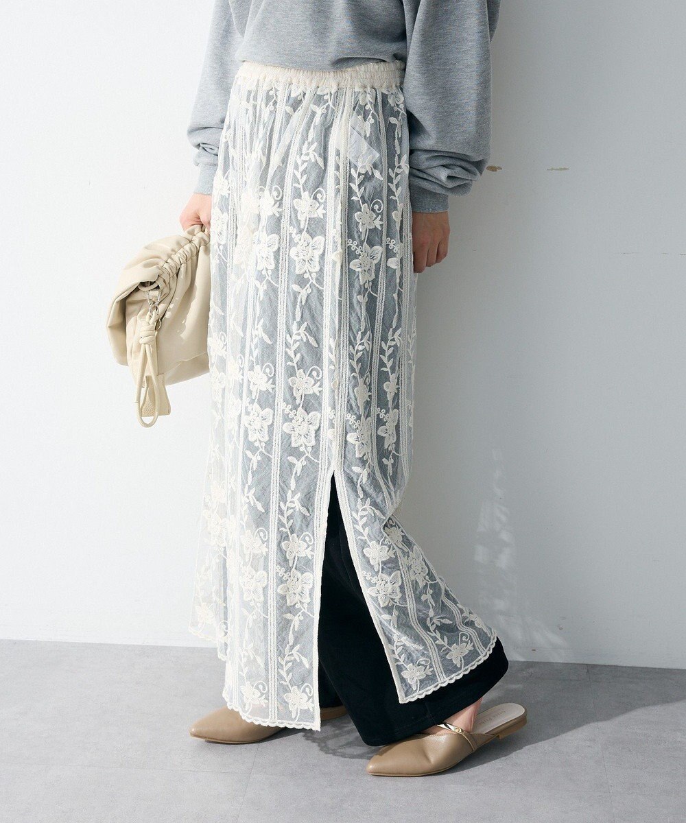 Green Parks レイヤードレーススカート 