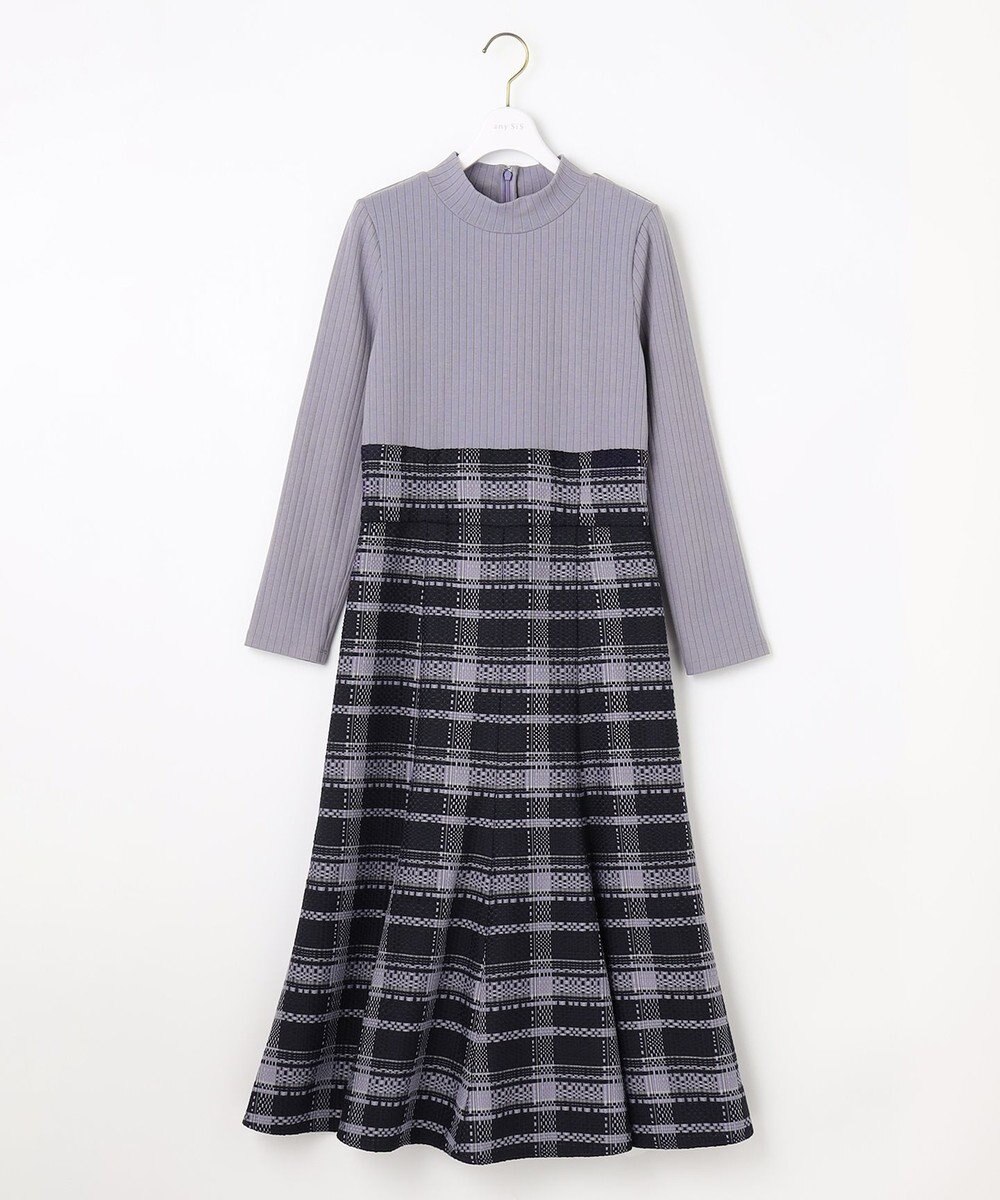 ANY SIS 【洗える】チェックジャガードコンビ ワンピース 