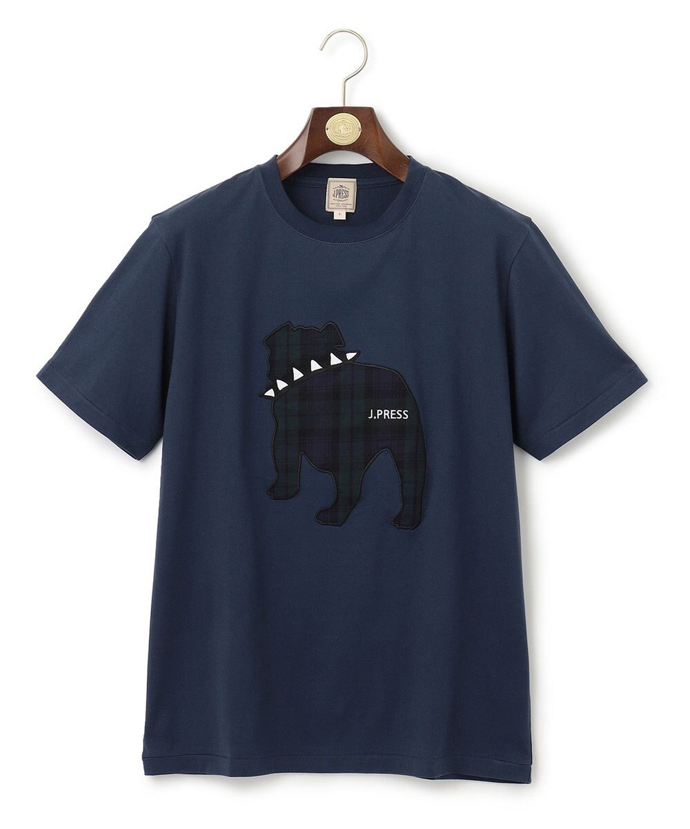 J.PRESS MEN 【UNISEX】ファブリックワッペンブルドックTシャツ 