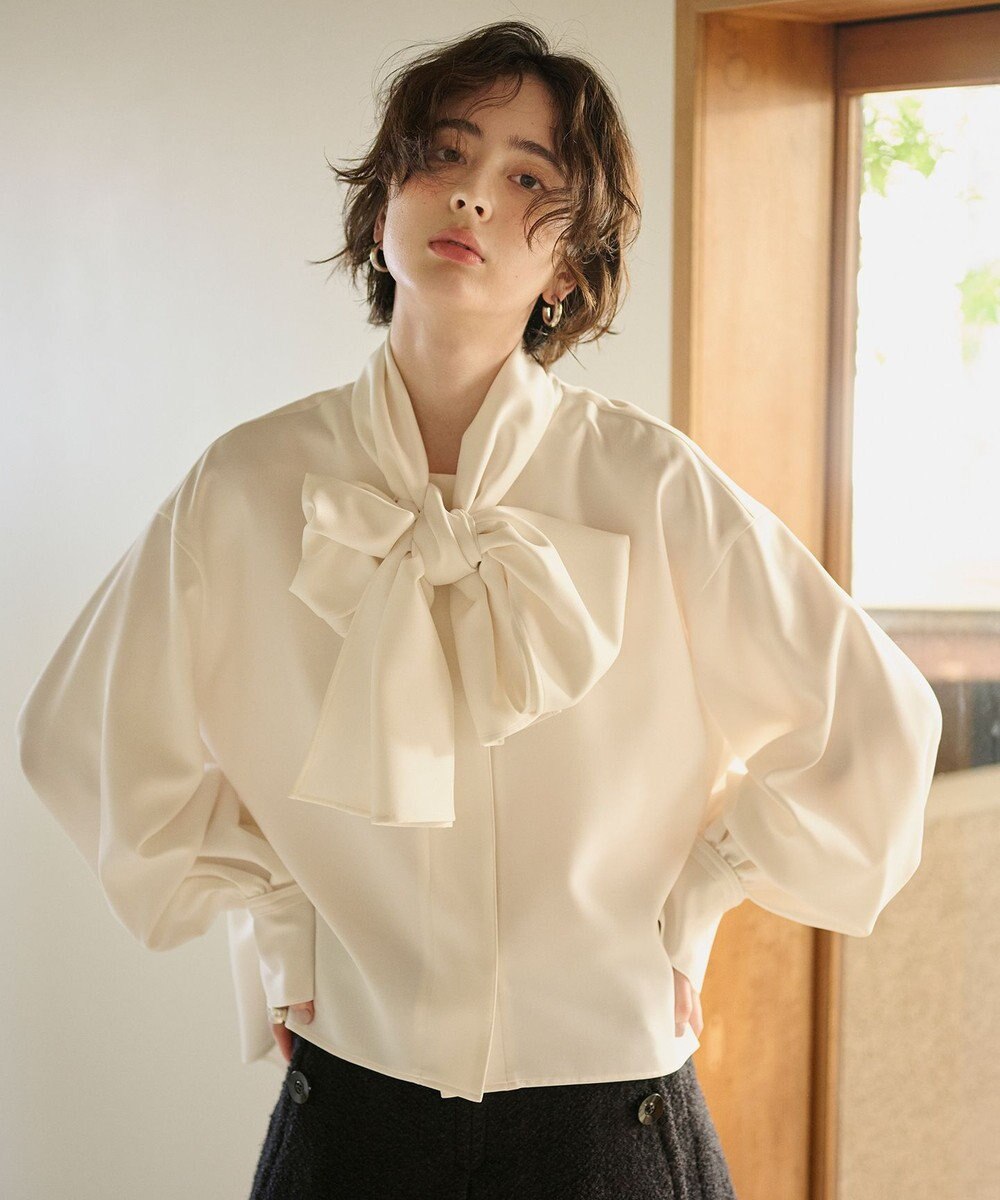 #Newans 【洗濯機可】ビックリボンパウダリーブラウス 