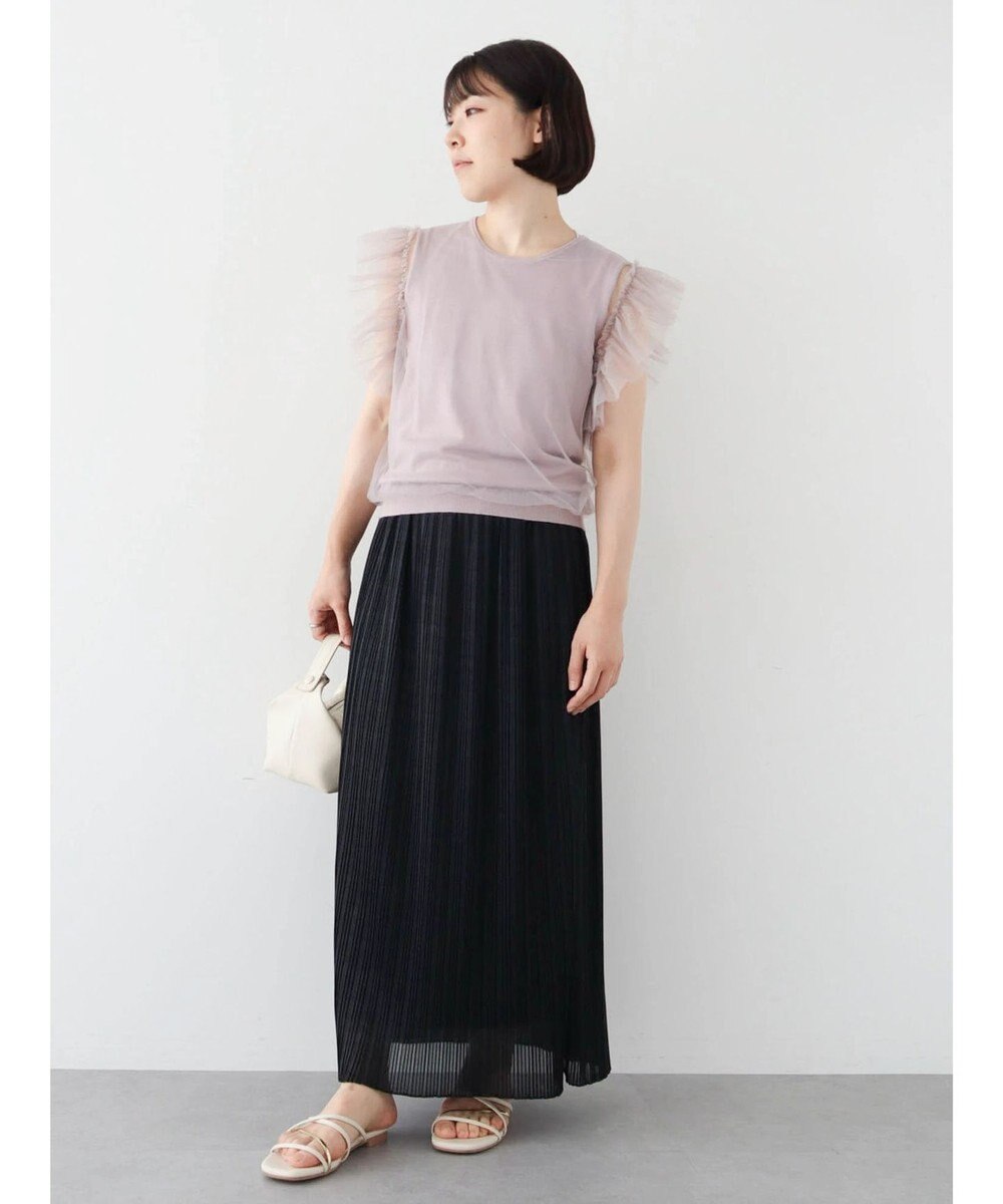 Green Parks ・swing by チュールレイヤーノースリーブニット 