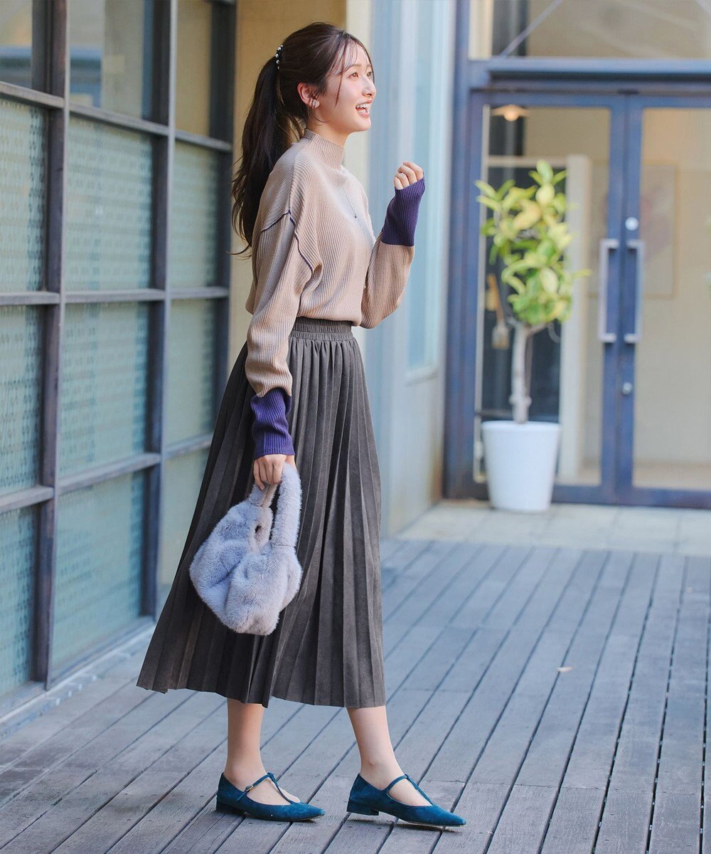 Tiaclasse 【新色追加】スエードポンチプリーツスカート 