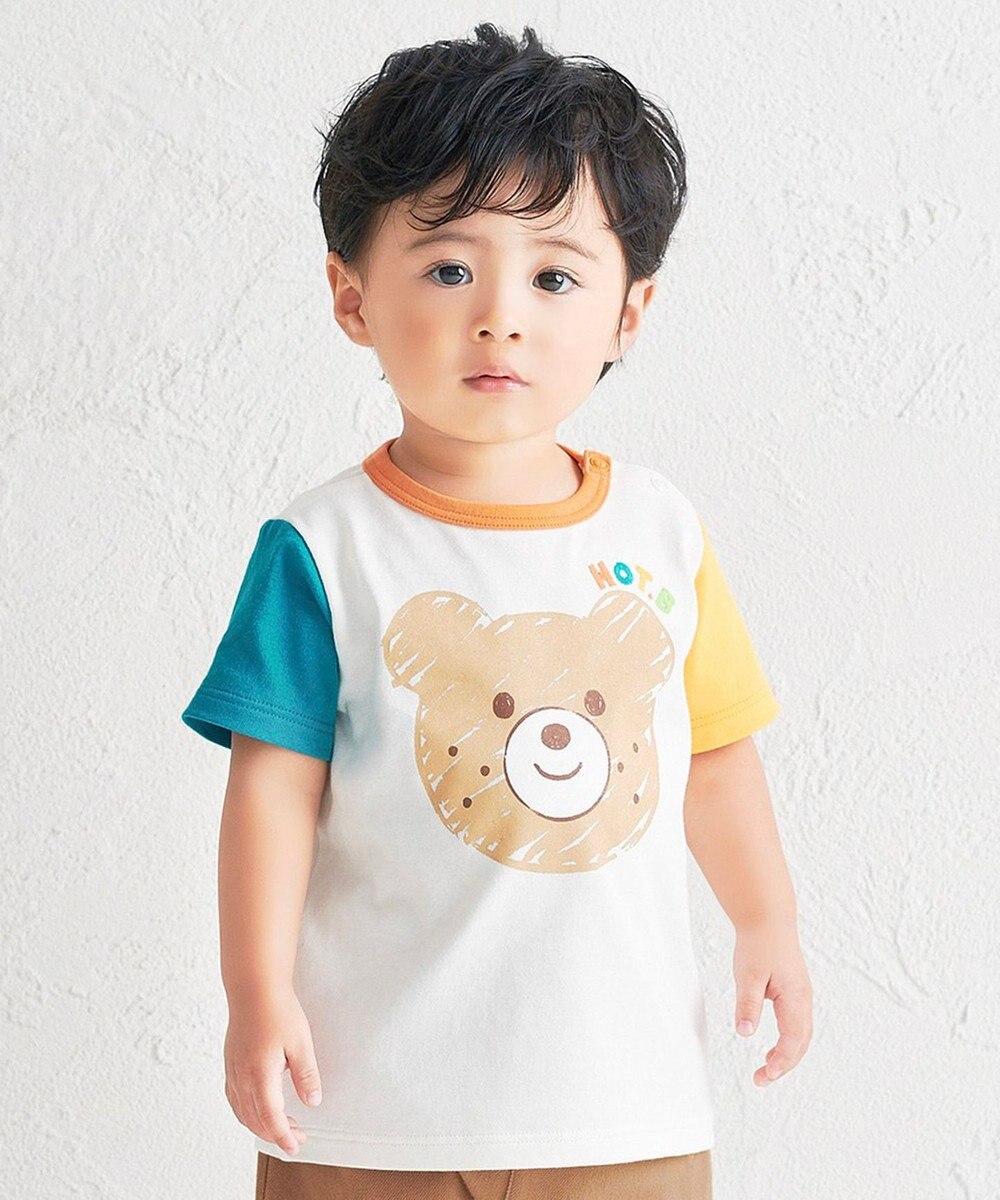 MIKI HOUSE HOT BISCUITS 【80-120cm】カラフルビーンズ フェイスプリント 半袖Tシャツ 