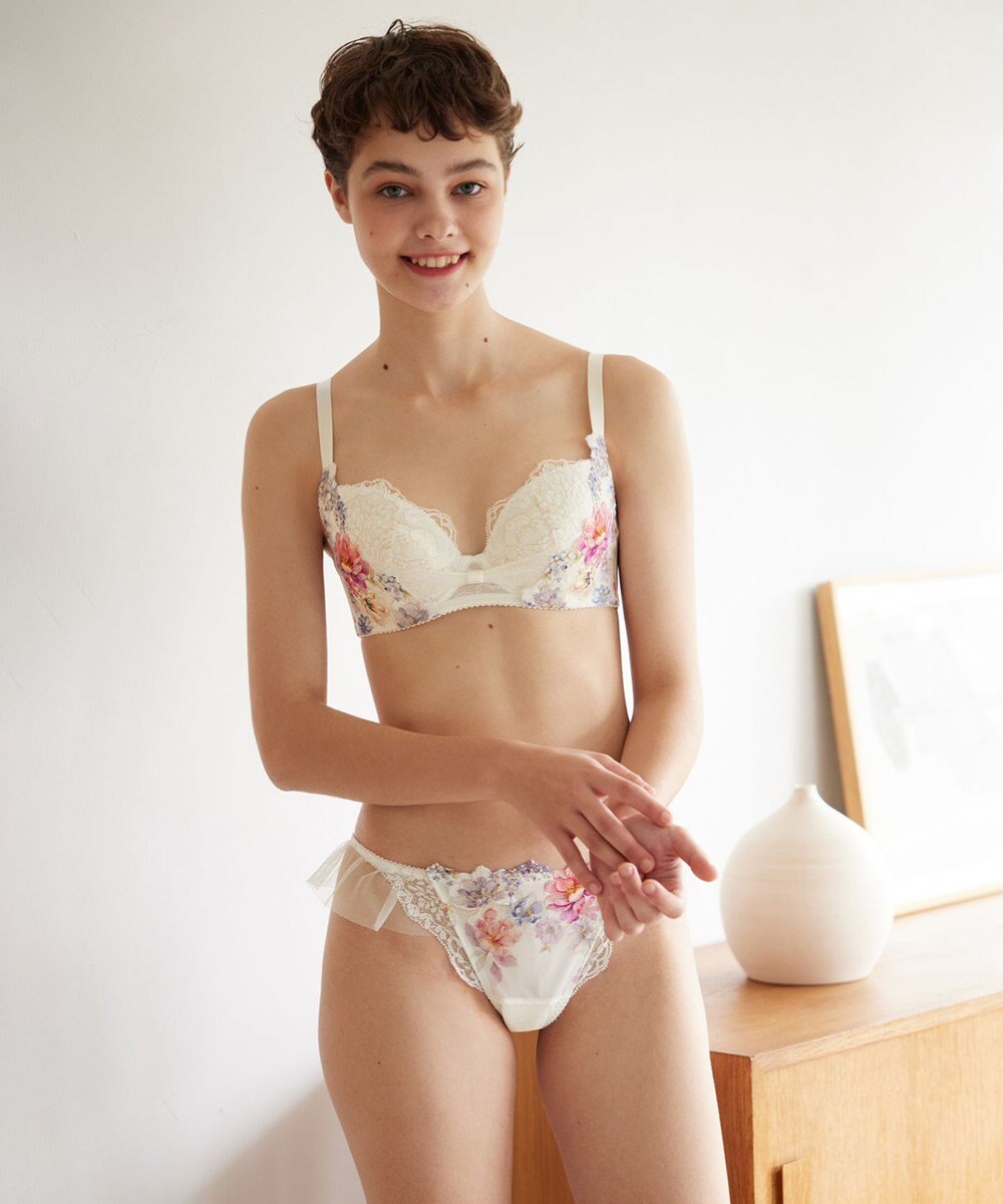 WACOAL ブラジャー 【リボンブラ 脇すっきり】 脇高設計 着やせシルエット 動いても谷間キープ Gカップまで対応 大きいサイズ レディース BXB443 /ワコール 