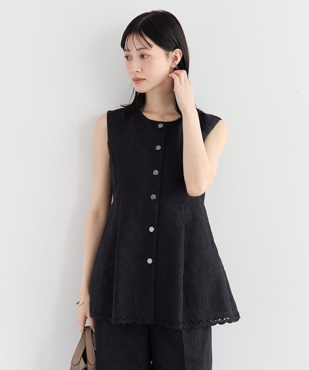 YECCA VECCA 刺繍ペプラムジレ 
