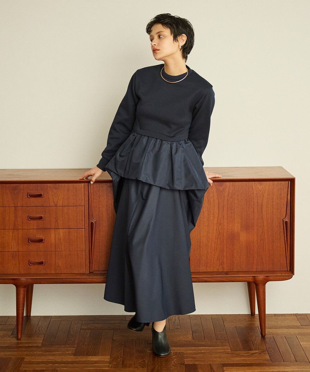 #Newans 【撥水/マシンウォッシャブル】クリオネシルエットコンビドレス 