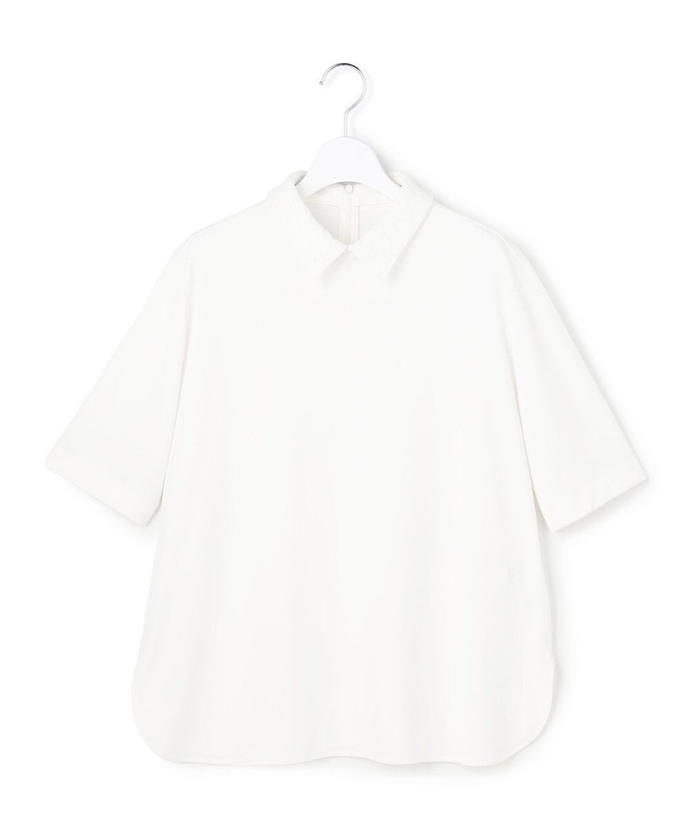 ICB 【先行予約・WEB限定カラーあり】マラボーテライトジョーゼット 半袖ボウタイ付きシャツカラートップス 