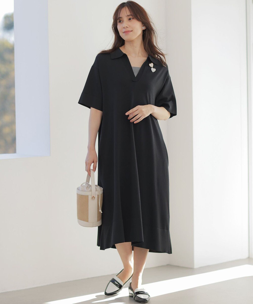 組曲 クリアストレッチスキッパーニット ワンピース 