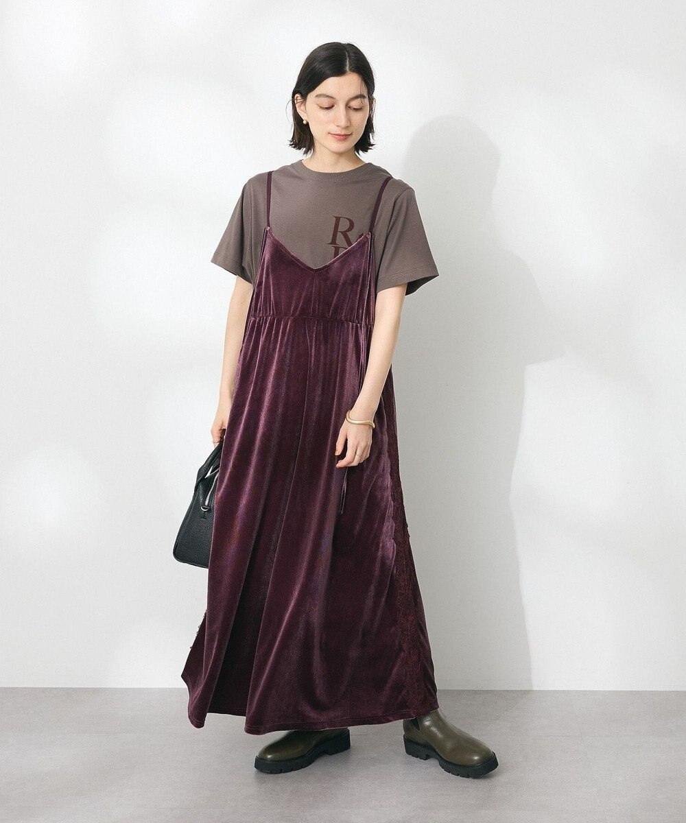 CRAFT STANDARD BOUTIQUE ベロアレース付きキャミワンピース Bordeaux