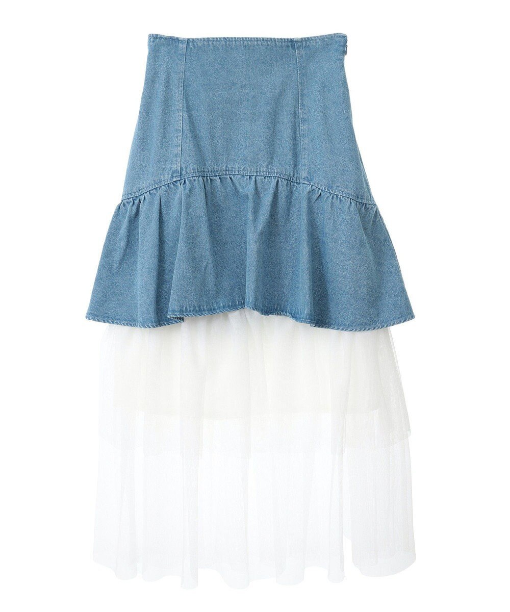 Green Parks ｄａｚｚｌｉｎ　デニムチュールレイヤードスカート 
