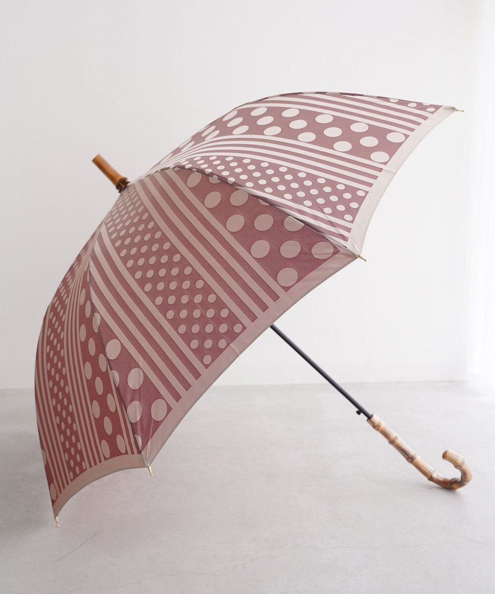 槇田商店 Kirie ドットとストライプ アンティークボルドー 長傘 