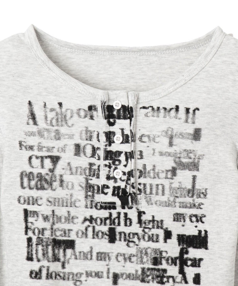 WEGO ヘンリーネックグラフィックピチトップス 