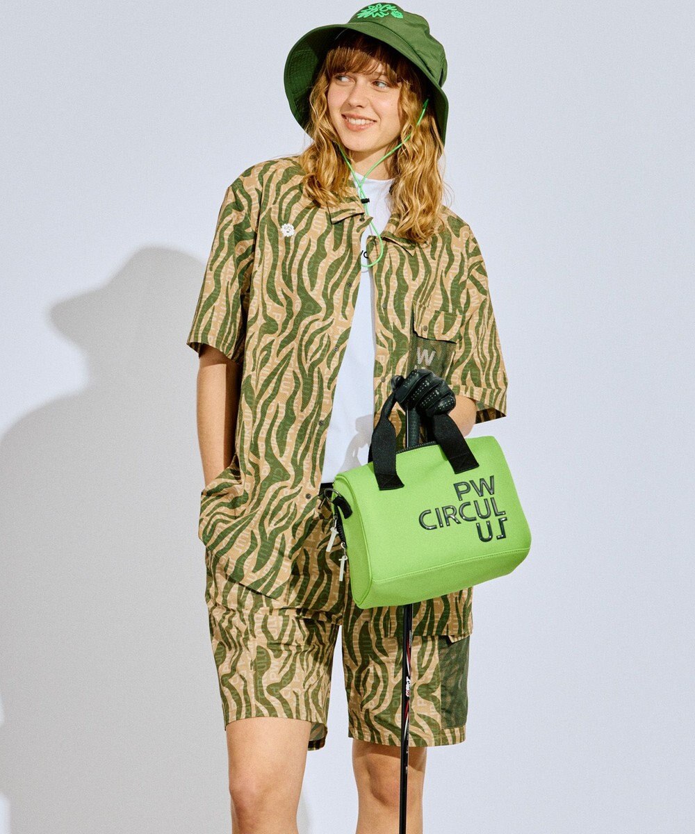 PW CIRCULUS 【MEN】ストライプカモフラ メッシュポケットシャツ ゴルフ 