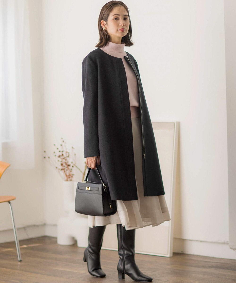 組曲 【WEB限定】ウールモッサ フーデットロングコート 