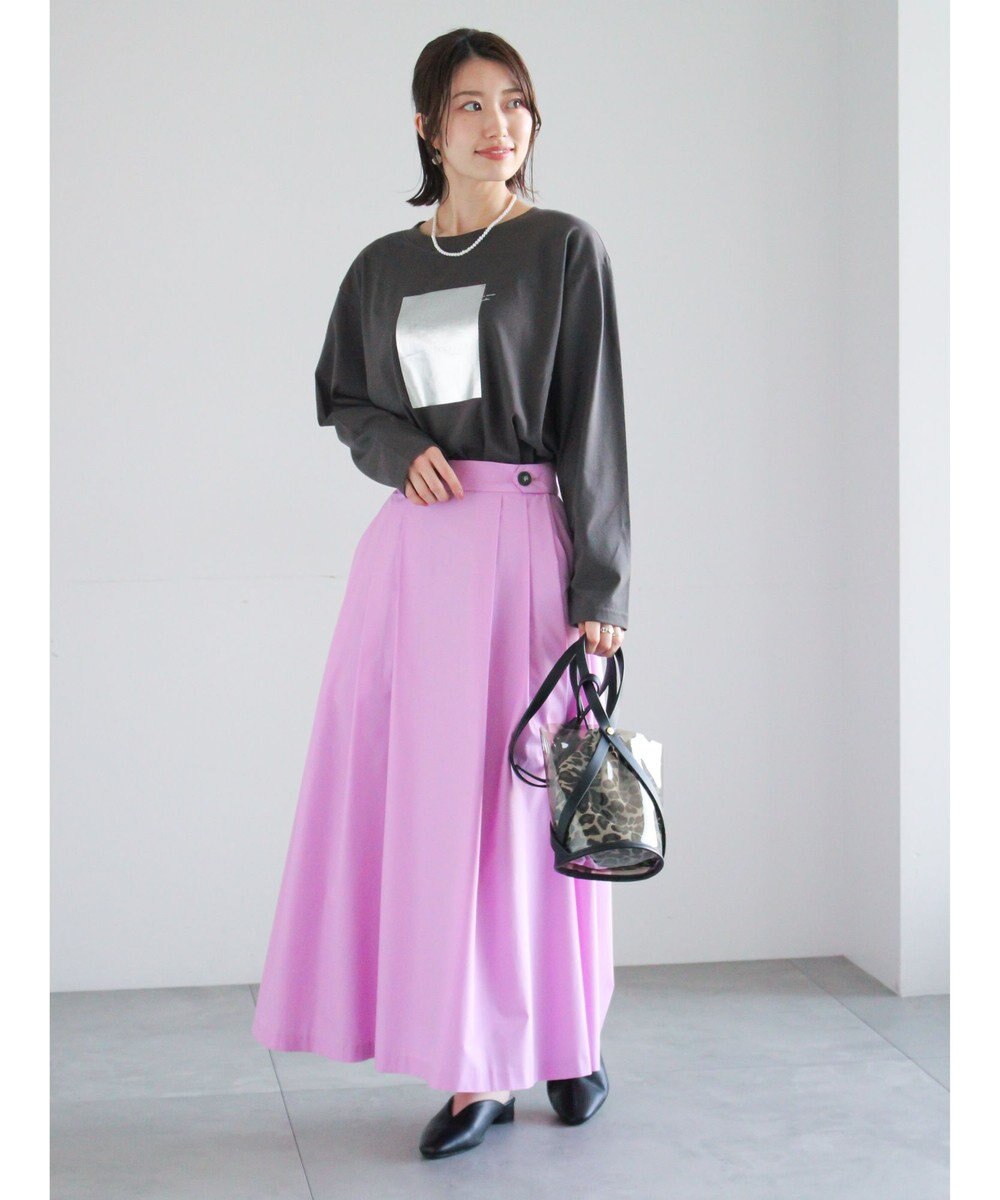 Te chichi 箔プリントロングTシャツ 