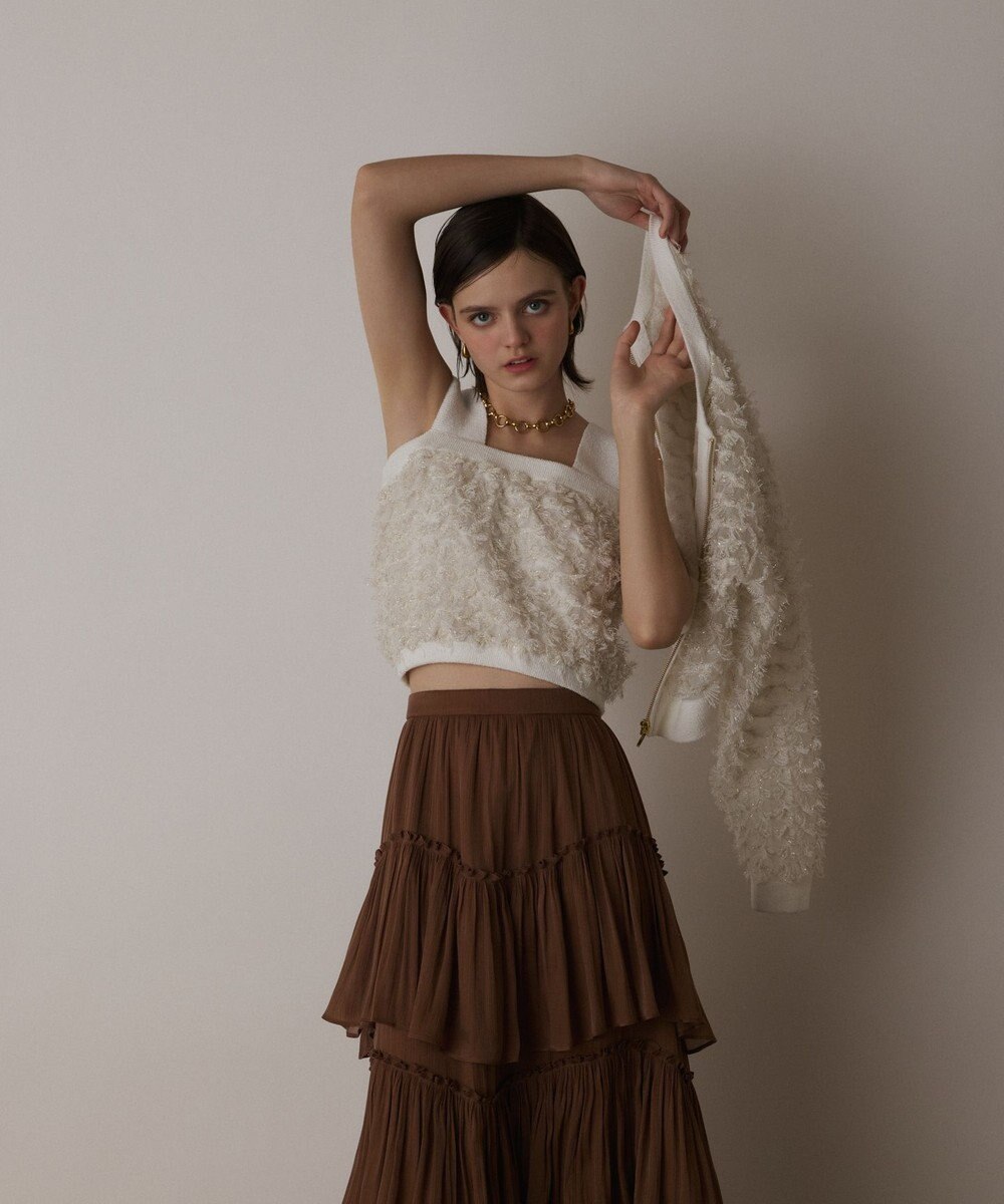 GRACE CONTINENTAL フリンジニットベアトップ 