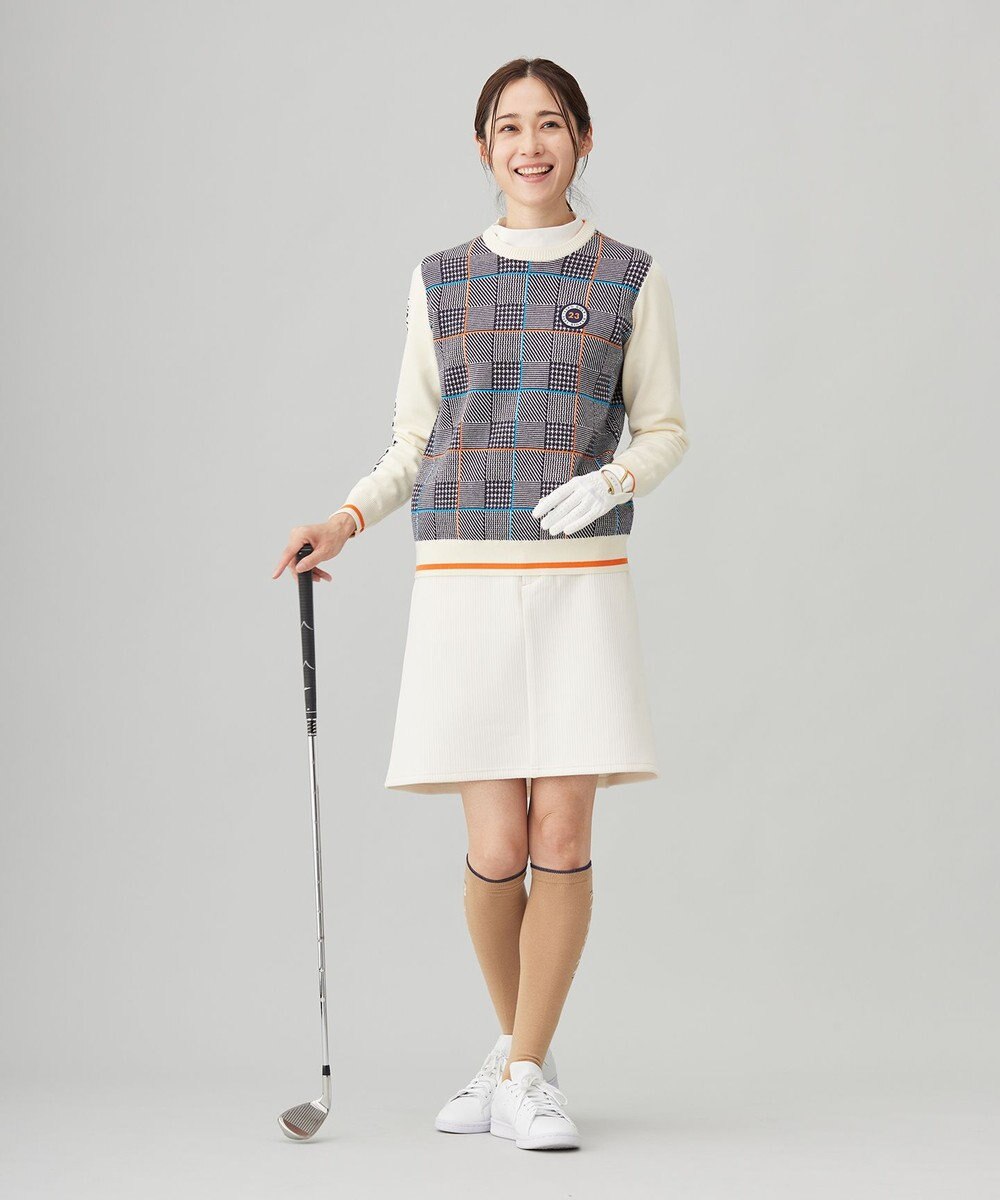 23区GOLF 【WOMEN】チェックジャガード クルーネック ニット 