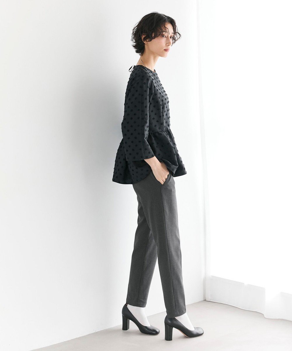 #Newans 【洗濯機可】ジャガ―ドドットペプラムブラウス 