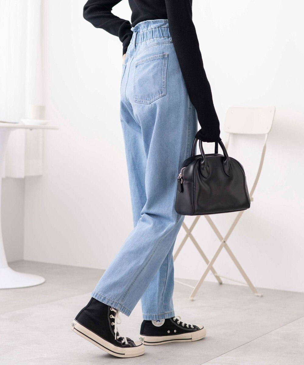 WEGO ウエストフリルマムデニムパンツ 