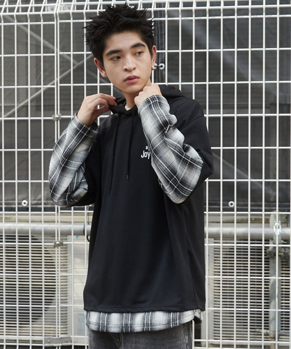 WEGO チェックレイヤードパーカー 