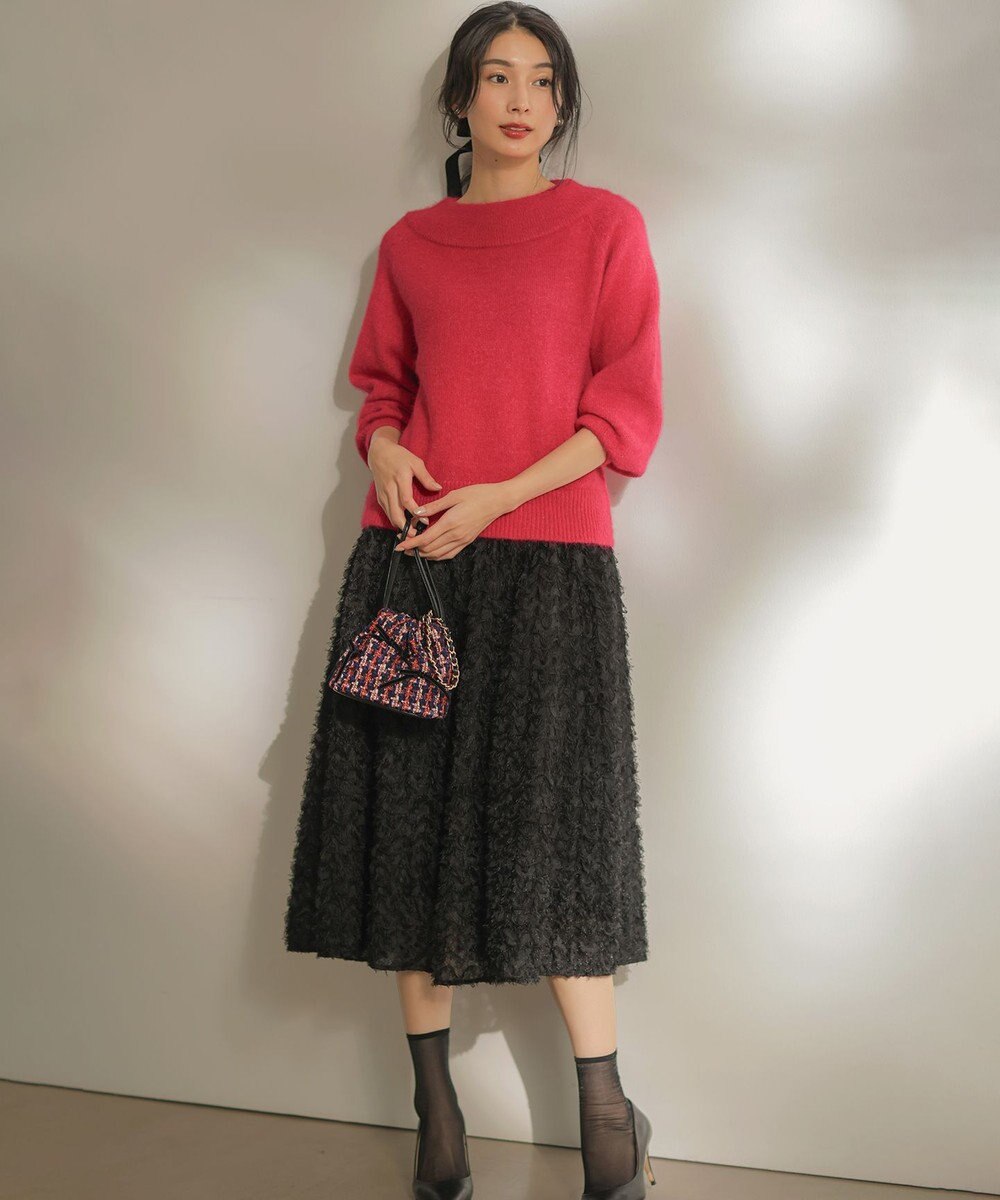 組曲 L へアリーヤーンボートネック ニット 