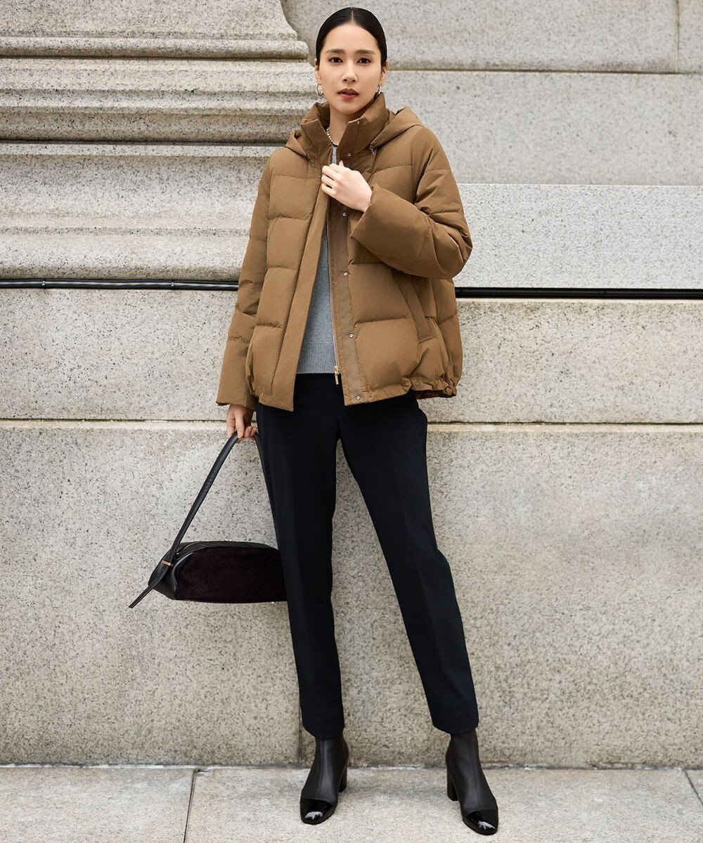 自由区 L 【19号サイズまで展開】TRギャバ裏起毛テーパード パンツ 