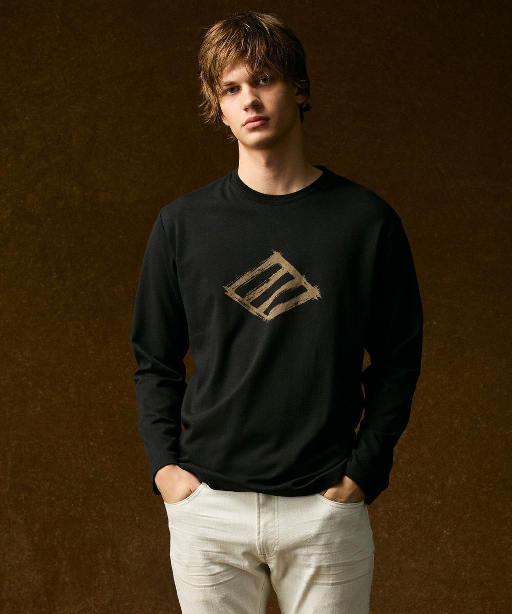 JOSEPH ABBOUD 【柔らかな肌触り】ソフトスムースダイヤロゴプリント Tシャツ 