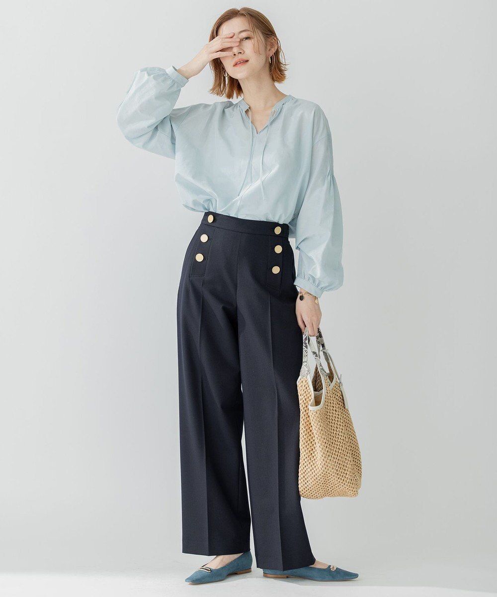 23区 【洗える】コットンシルクローン スキッパー ブラウス 