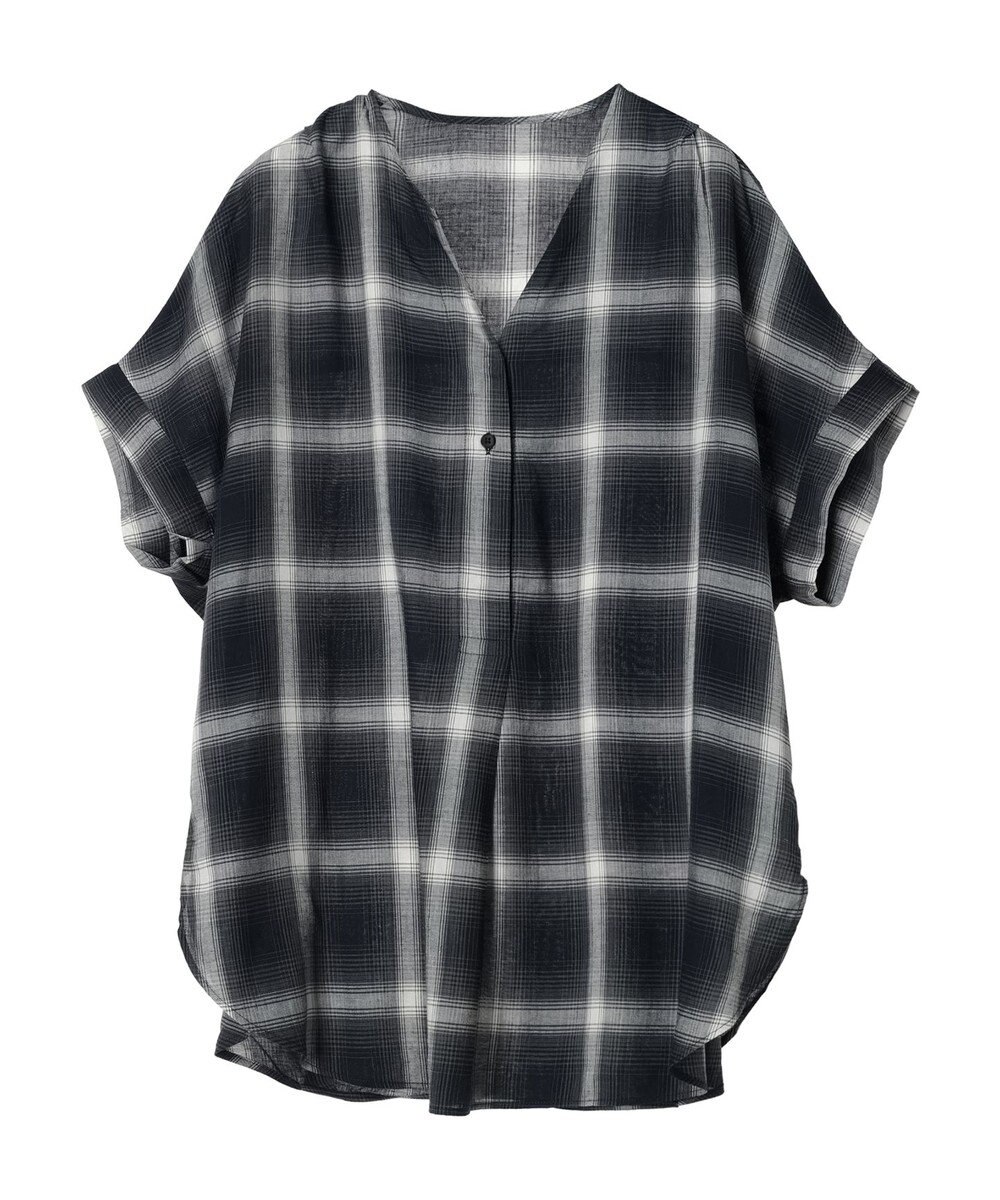 Green Parks リネンレーヨン前立てブラウス 