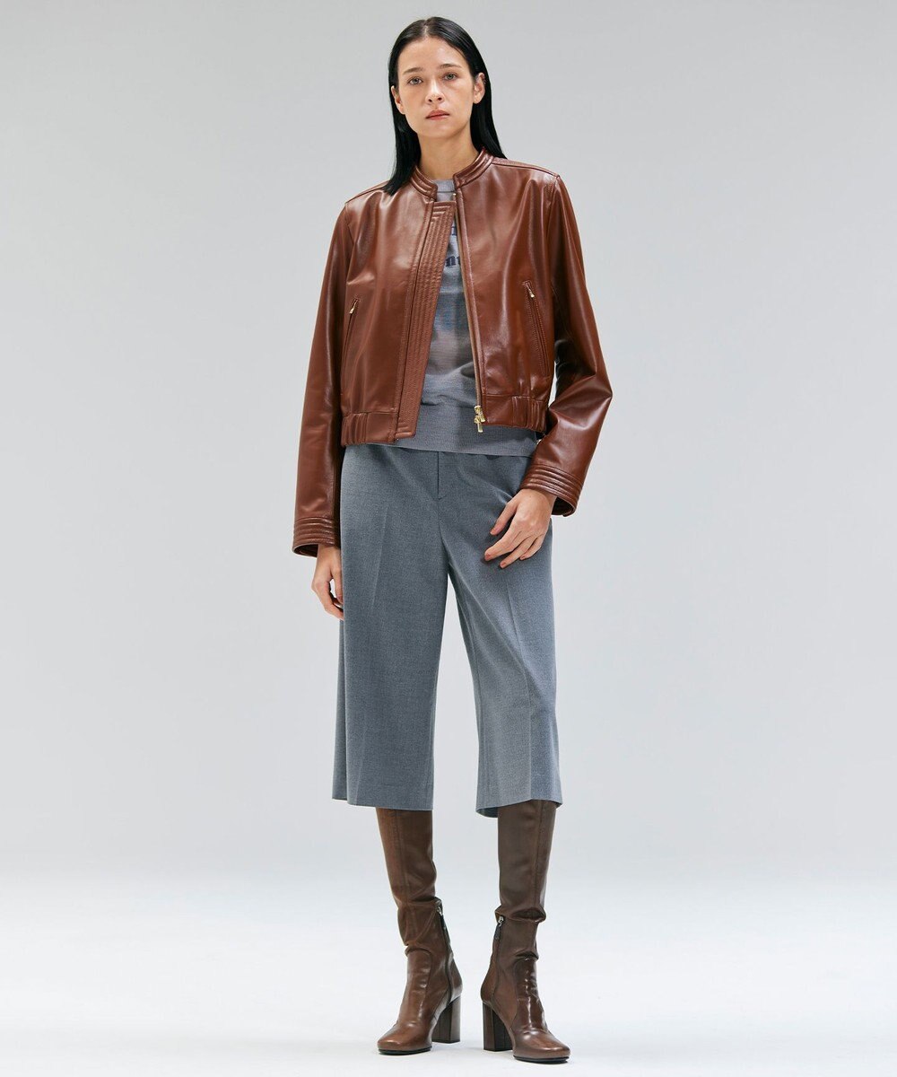 BEIGE， 【andGIRL 秋号掲載】CLYDE / ステッチデザインラムレザーブルゾン 